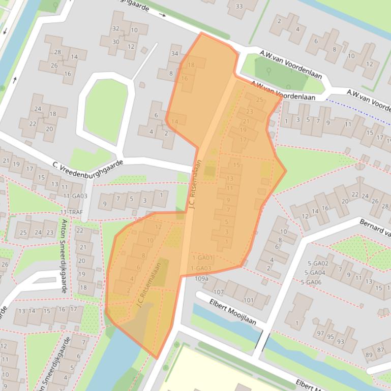 Kaart van postcodegebied 1241AP.