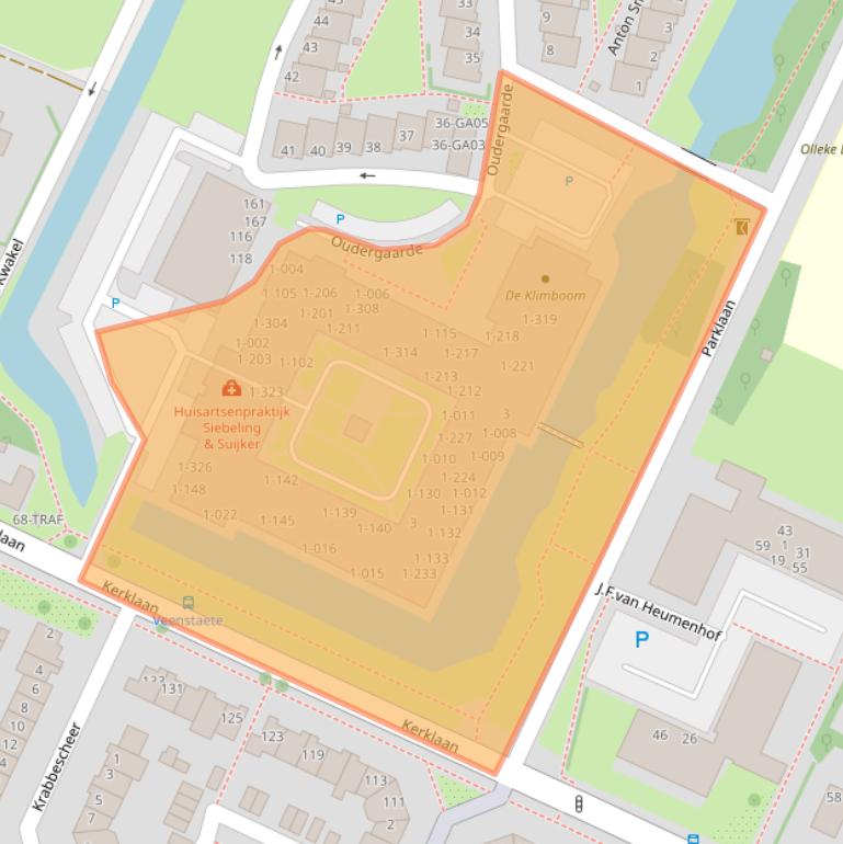 Kaart van postcodegebied 1241AX.