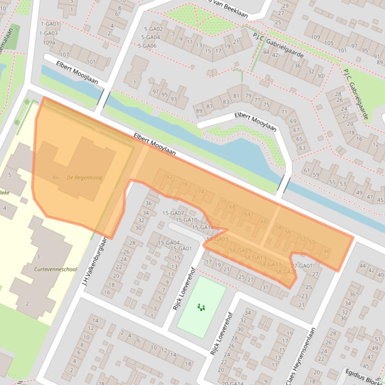 Kaart van postcodegebied 1241BE.