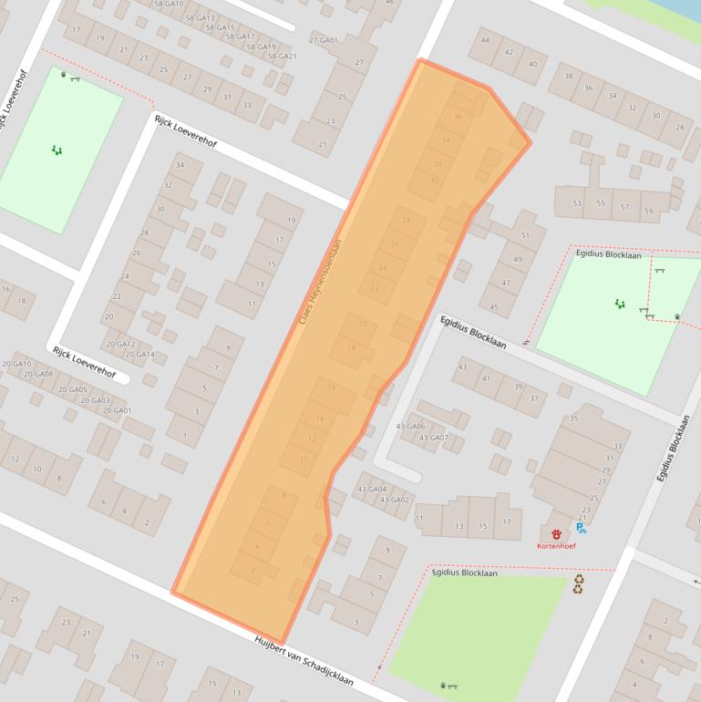 Kaart van postcodegebied 1241BM.