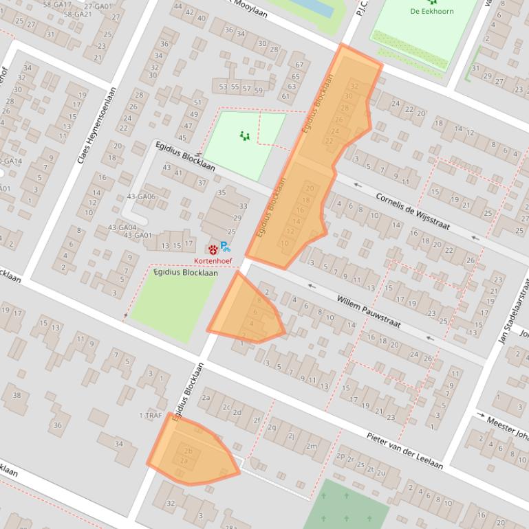 Kaart van postcodegebied 1241BV.