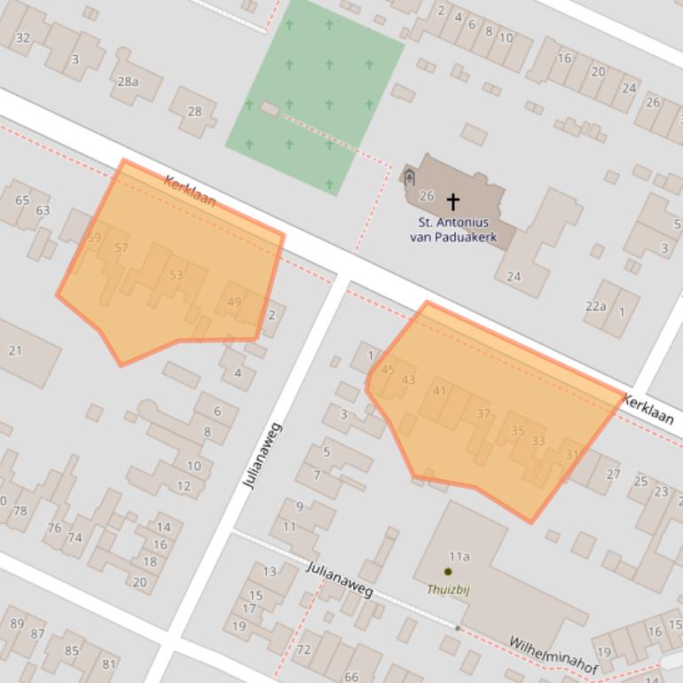 Kaart van postcodegebied 1241CK.