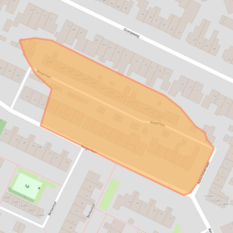 Kaart van postcodegebied 1241EB.