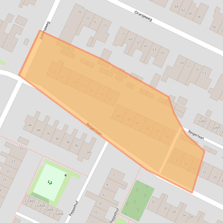 Kaart van postcodegebied 1241EC.