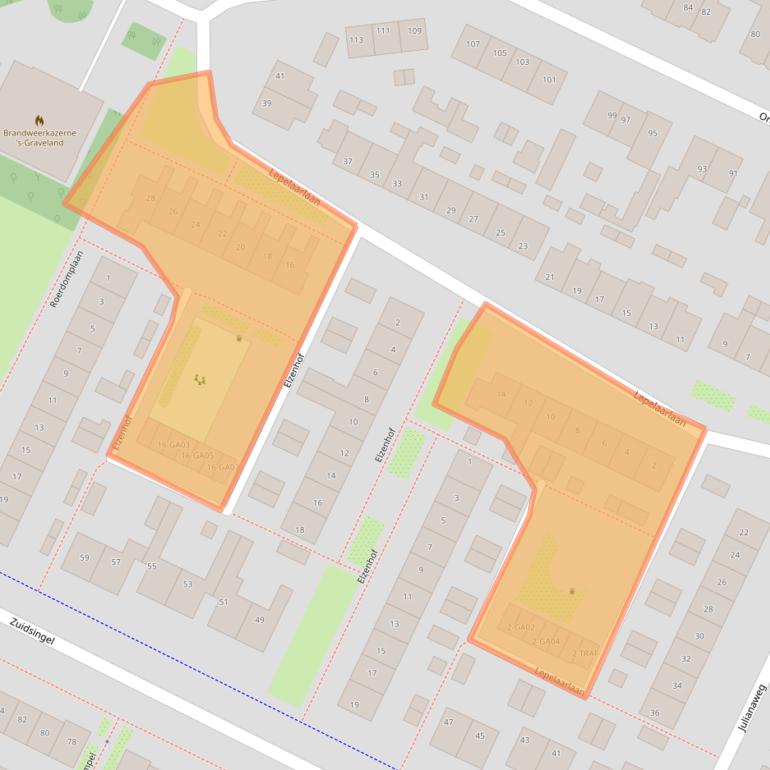 Kaart van postcodegebied 1241EG.