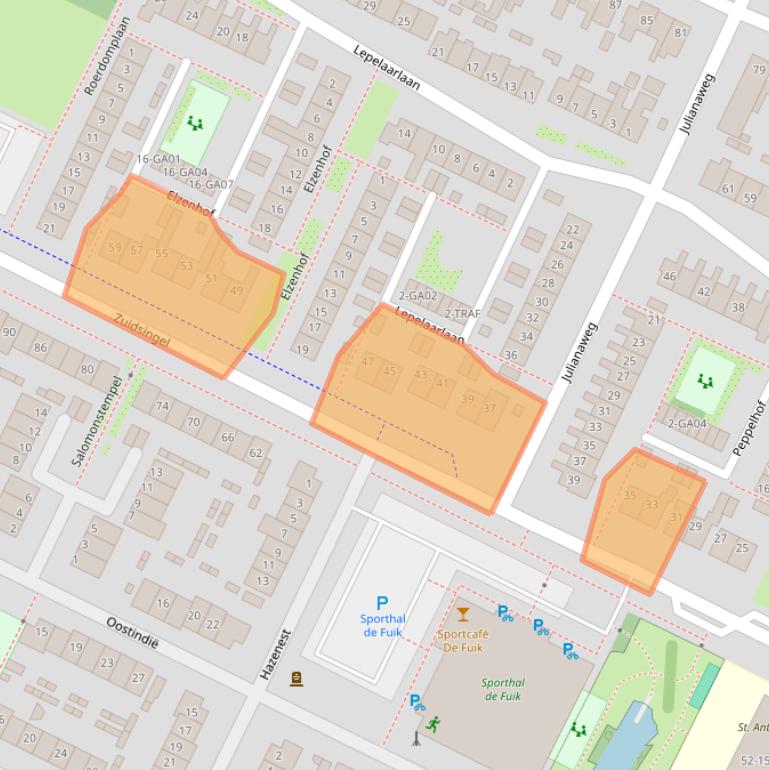 Kaart van postcodegebied 1241EJ.