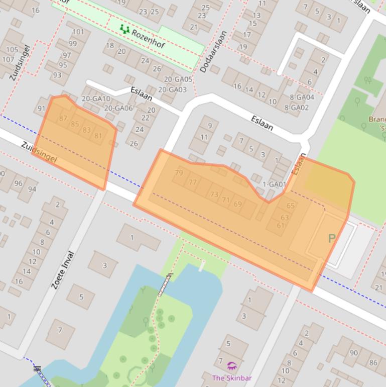 Kaart van postcodegebied 1241EK.