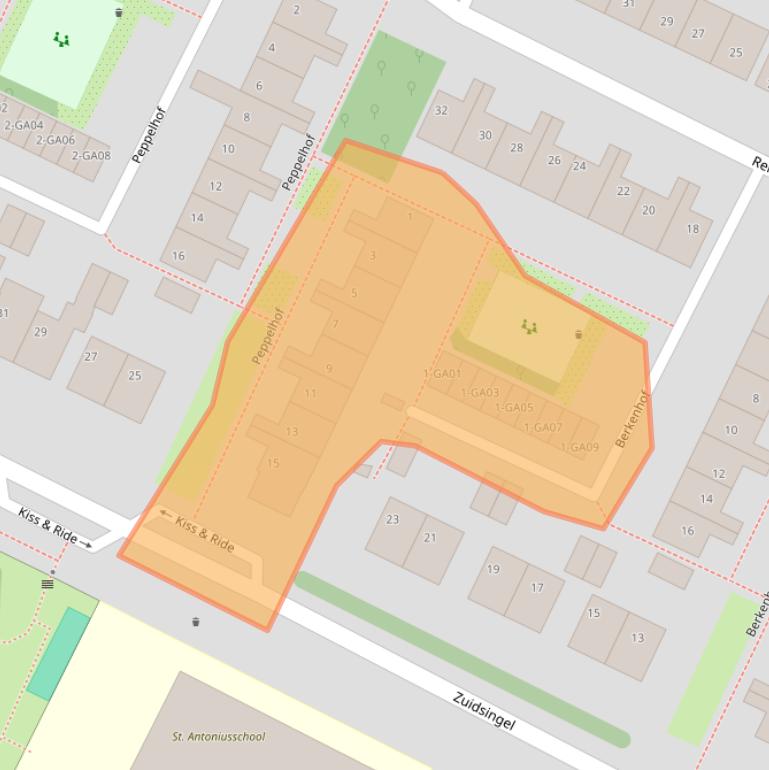 Kaart van postcodegebied 1241VS.
