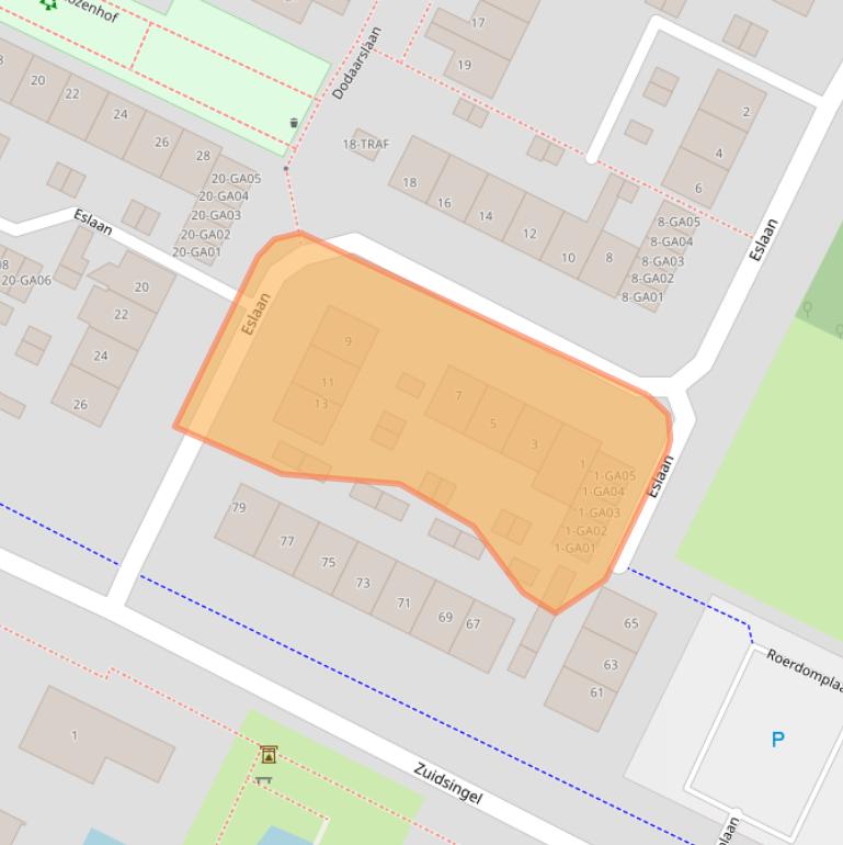 Kaart van postcodegebied 1241XB.