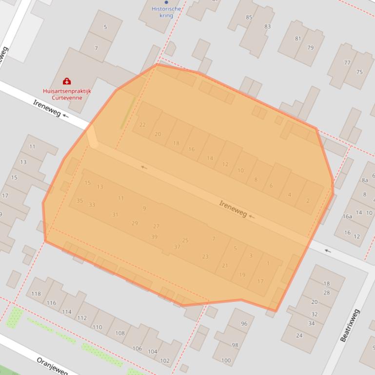 Kaart van postcodegebied 1241XX.