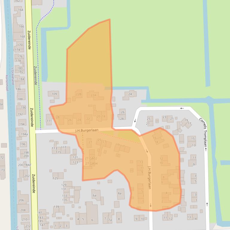 Kaart van postcodegebied 1243LB.