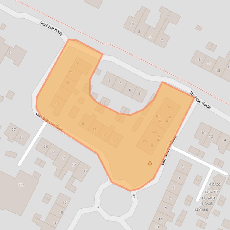 Kaart van postcodegebied 1244NZ.