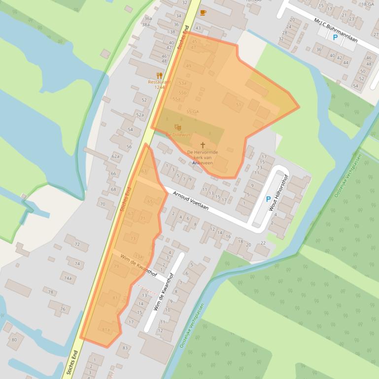 Kaart van postcodegebied 1244PL.
