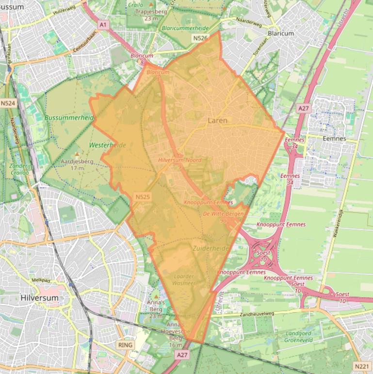 Kaart van postcodegebied 1251.