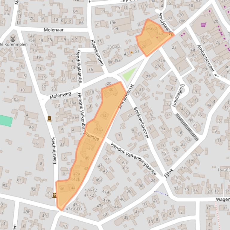 Kaart van postcodegebied 1251LB.