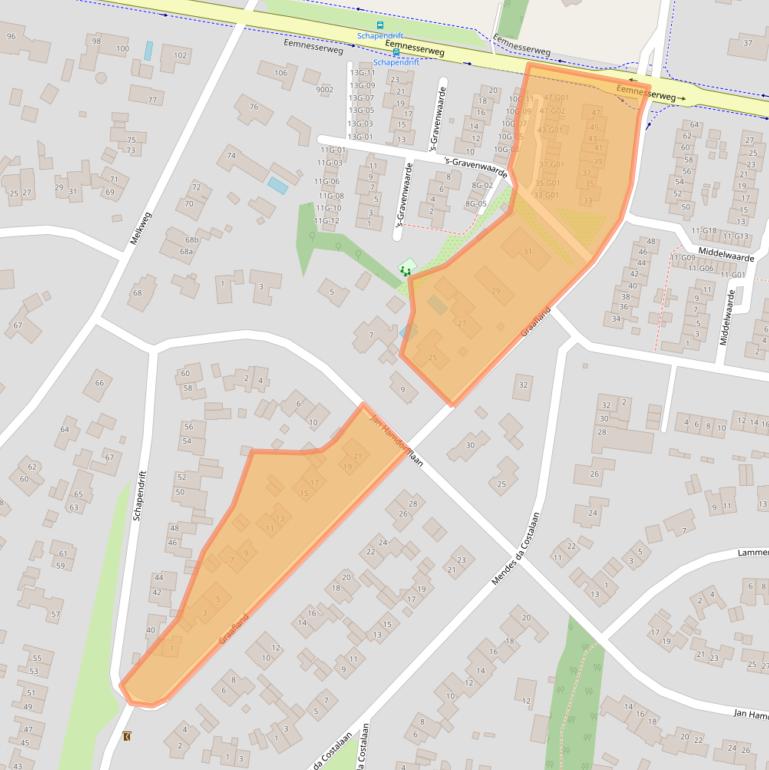 Kaart van postcodegebied 1251NH.