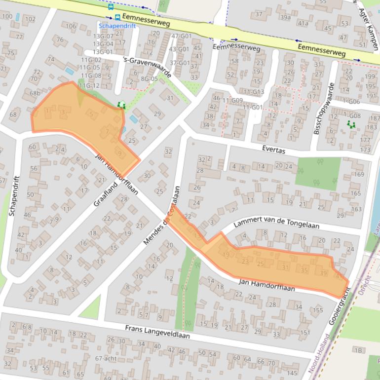 Kaart van postcodegebied 1251NL.