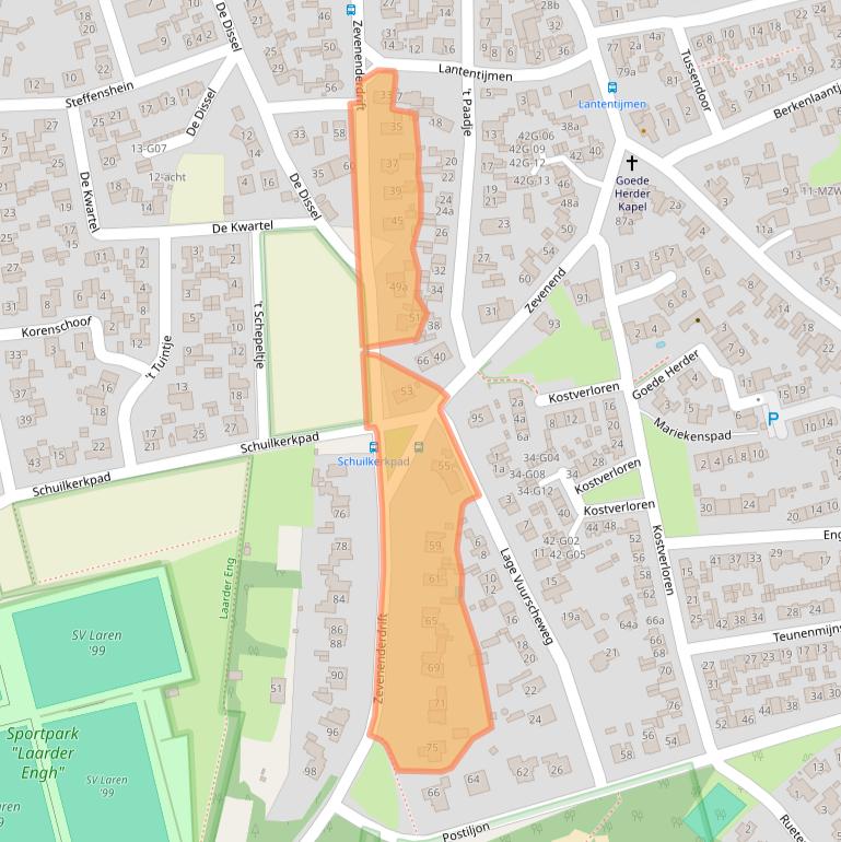 Kaart van postcodegebied 1251RB.