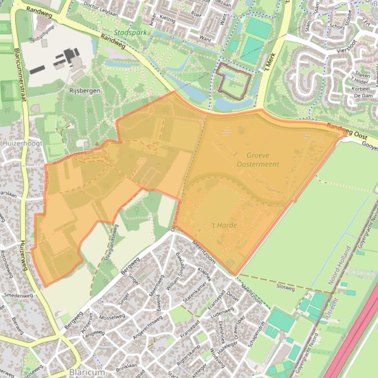 Kaart van postcodegebied 1261AL.