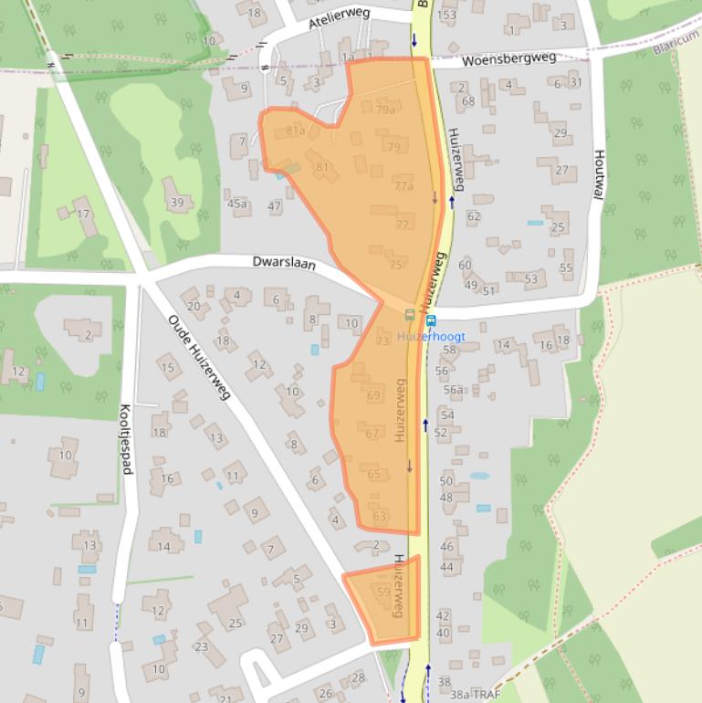 Kaart van postcodegebied 1261AV.