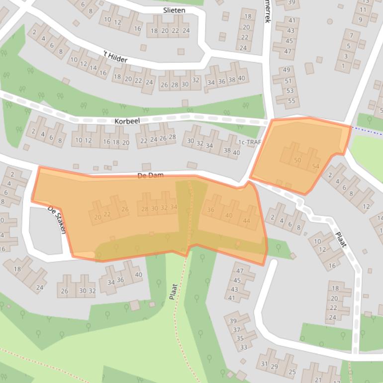 Kaart van postcodegebied 1261KT.