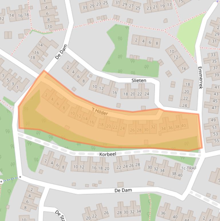 Kaart van postcodegebied 1261LB.