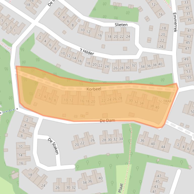 Kaart van postcodegebied 1261LC.