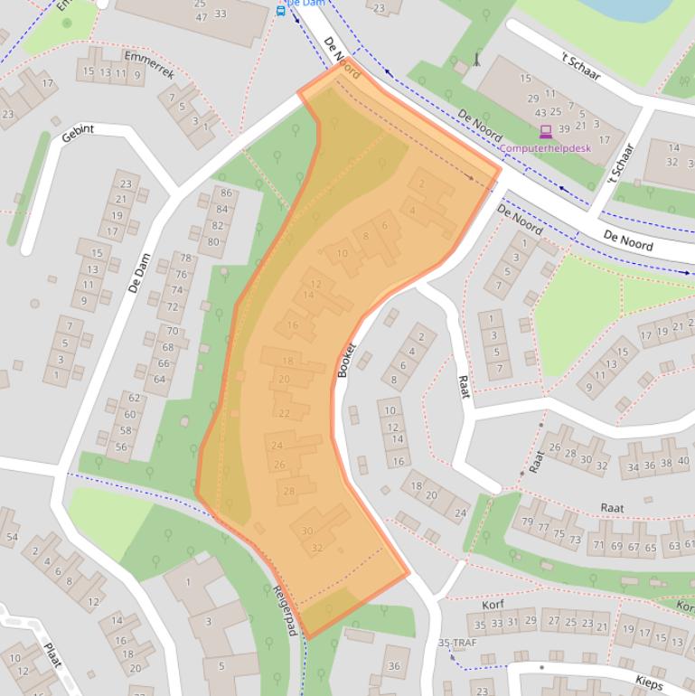 Kaart van postcodegebied 1261LS.