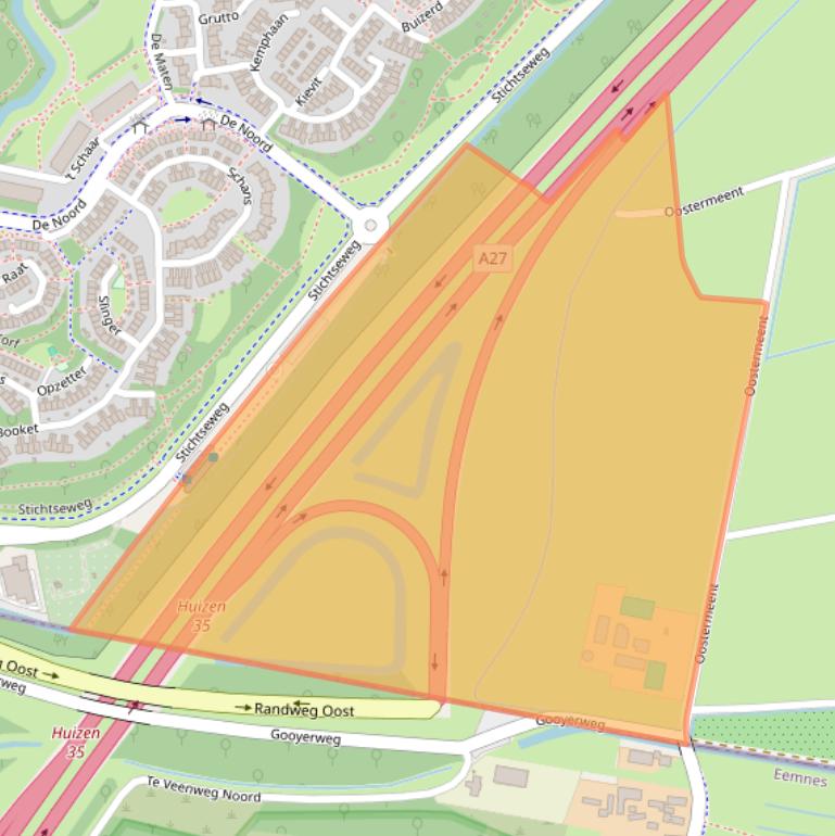 Kaart van postcodegebied 1261NZ.