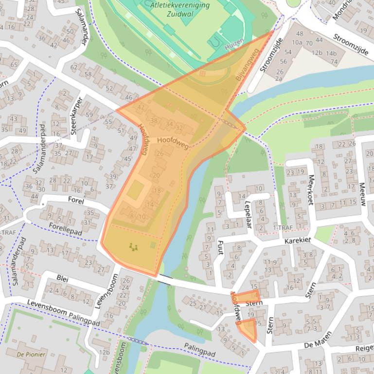 Kaart van postcodegebied 1261RH.