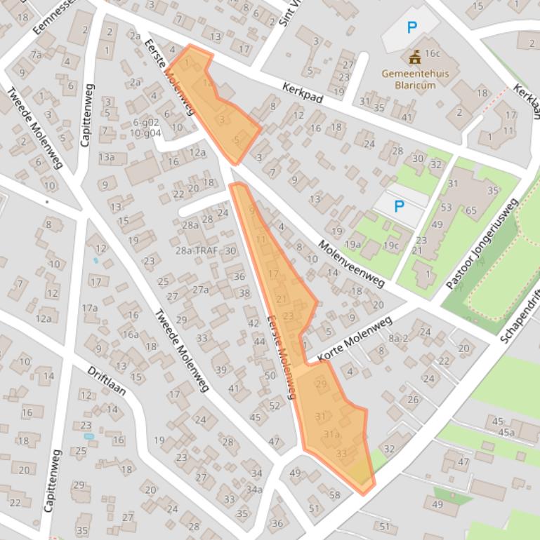 Kaart van postcodegebied 1261TC.