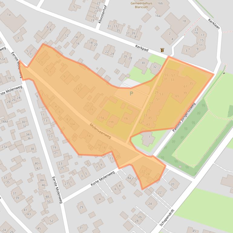 Kaart van postcodegebied 1261TG.