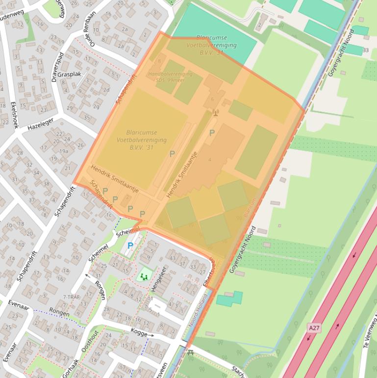 Kaart van postcodegebied 1261VA.