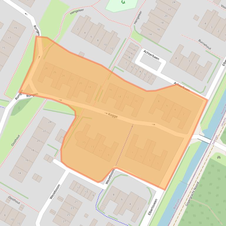 Kaart van postcodegebied 1261VK.