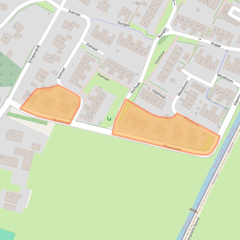 Kaart van postcodegebied 1261VP.