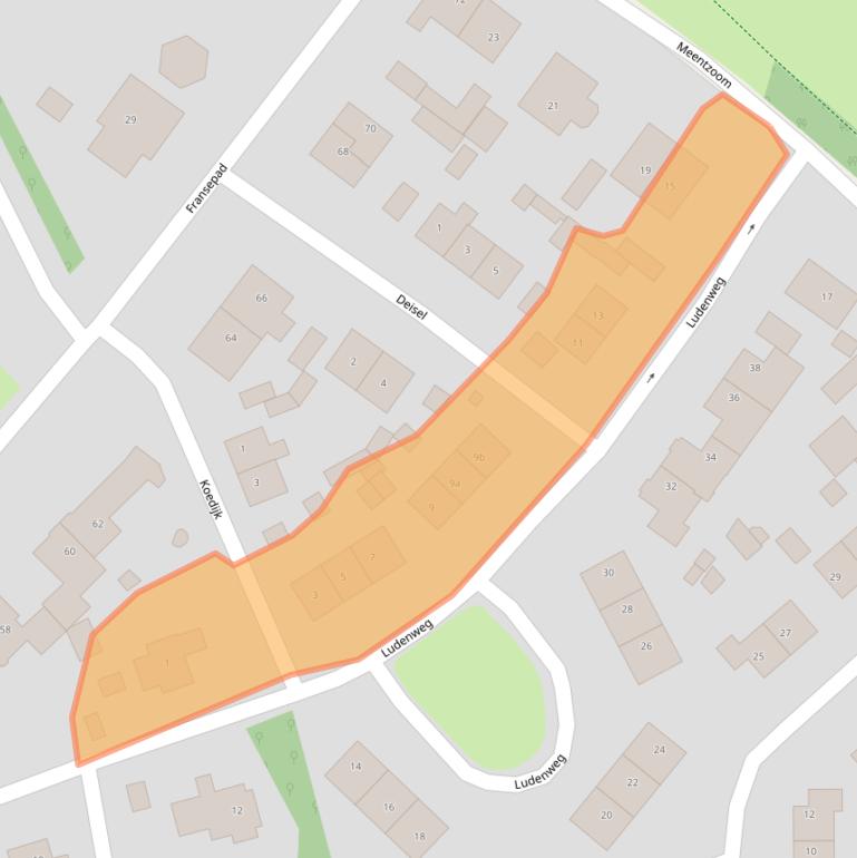 Kaart van postcodegebied 1261VV.