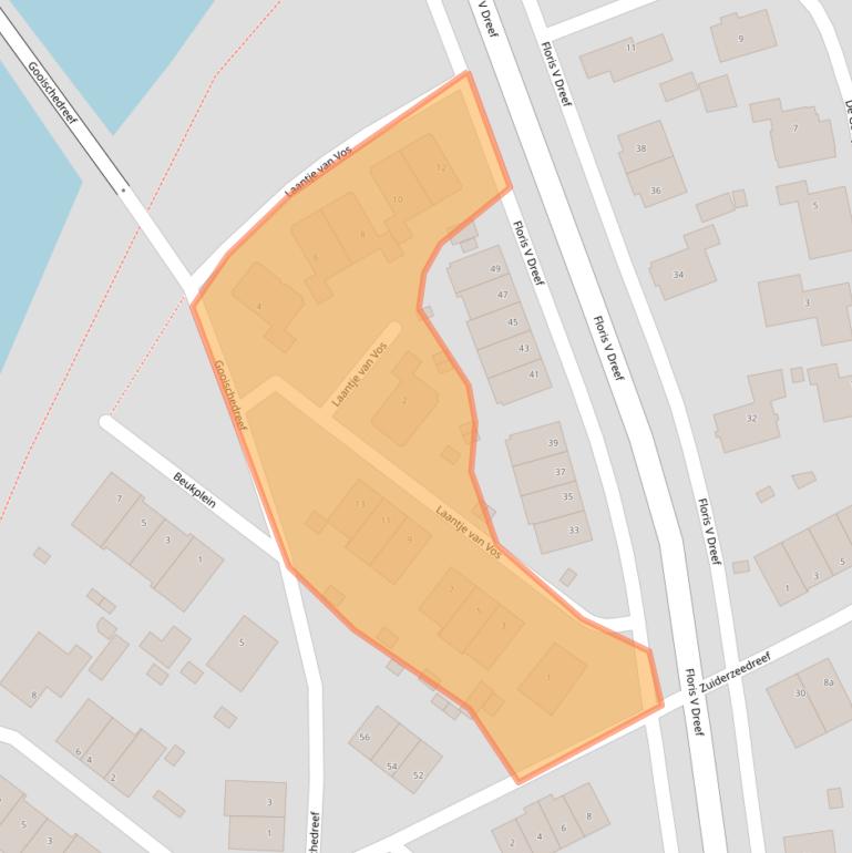 Kaart van postcodegebied 1261WL.