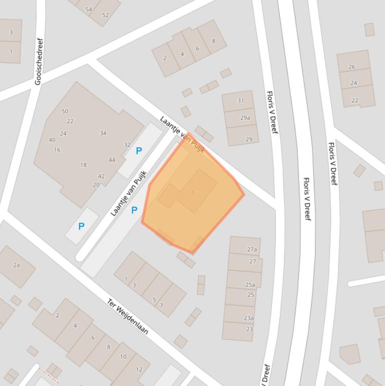 Kaart van postcodegebied 1261WN.