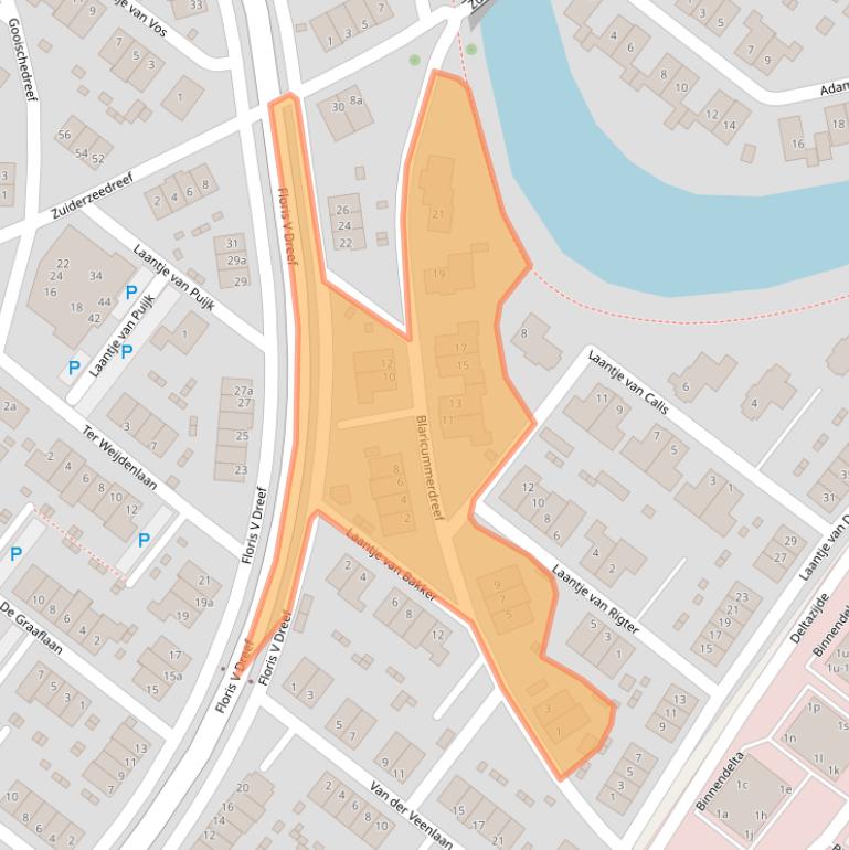 Kaart van postcodegebied 1261WX.