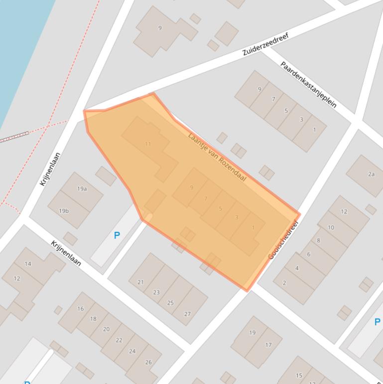 Kaart van postcodegebied 1261ZC.