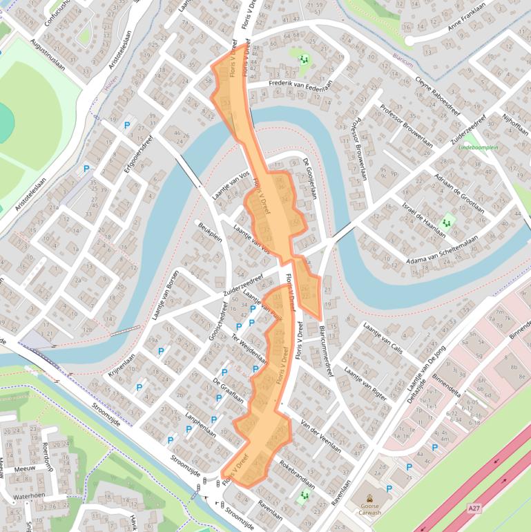 Kaart van postcodegebied 1261ZH.