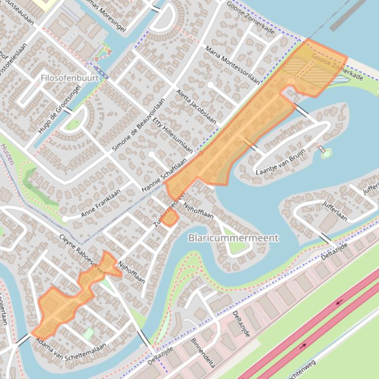 Kaart van postcodegebied 1262AE.