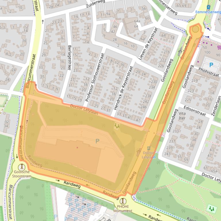 Kaart van postcodegebied 1271LH.