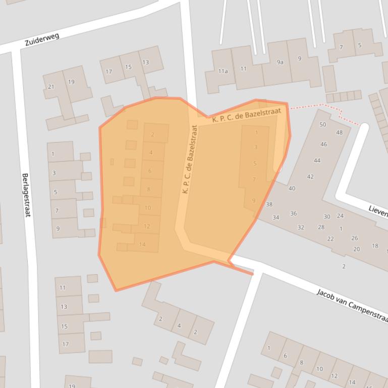 Kaart van postcodegebied 1271LL.