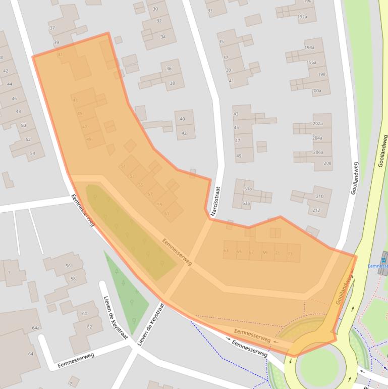 Kaart van postcodegebied 1271LT.