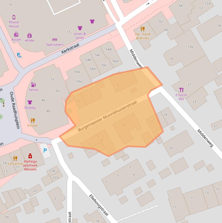 Kaart van postcodegebied 1271RE.