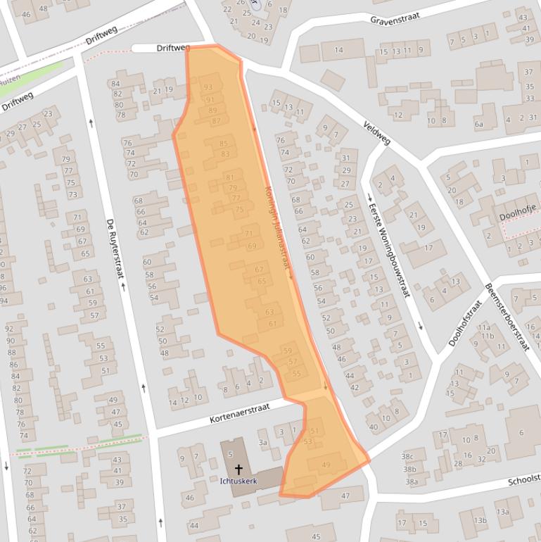 Kaart van postcodegebied 1271SL.