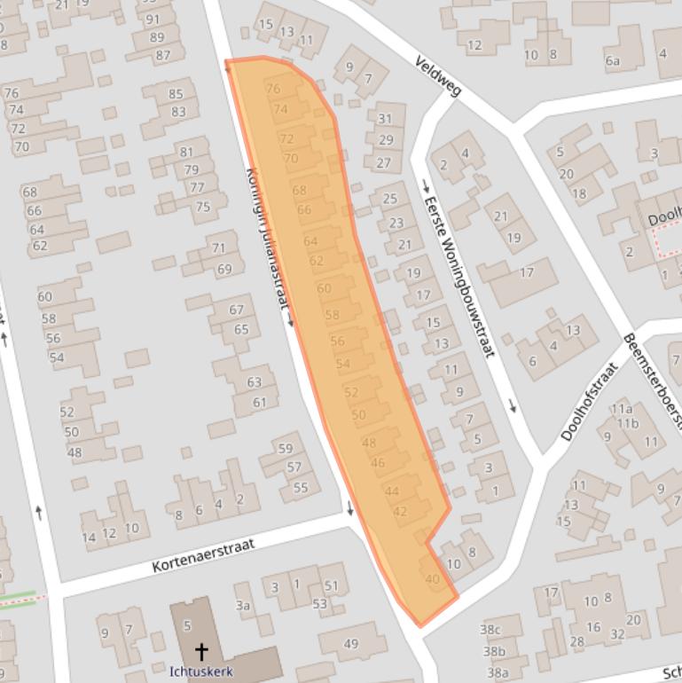 Kaart van postcodegebied 1271SN.