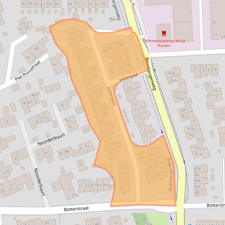 Kaart van postcodegebied 1271XA.