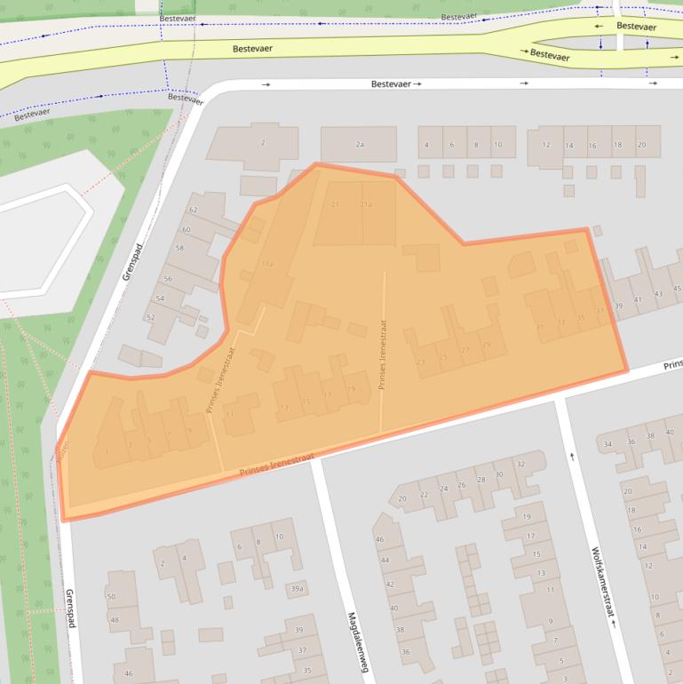 Kaart van postcodegebied 1271XS.